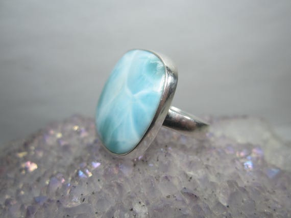 Larimar Statement Ring Size 7 Sterling Silver Est… - image 3