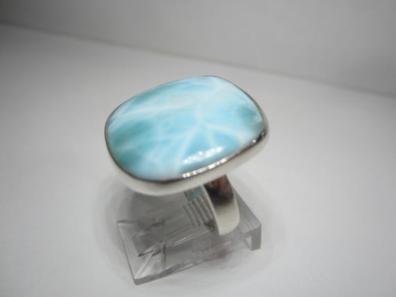 Larimar Statement Ring Size 7 Sterling Silver Est… - image 7