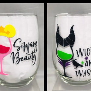 Maleficent or Aurora inspired wine glass