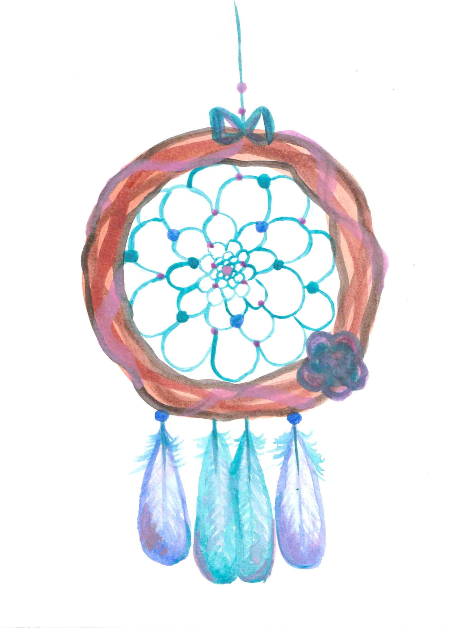 Dream Catcher Watercolor Painting Printable JPG Pink Dream - Etsy