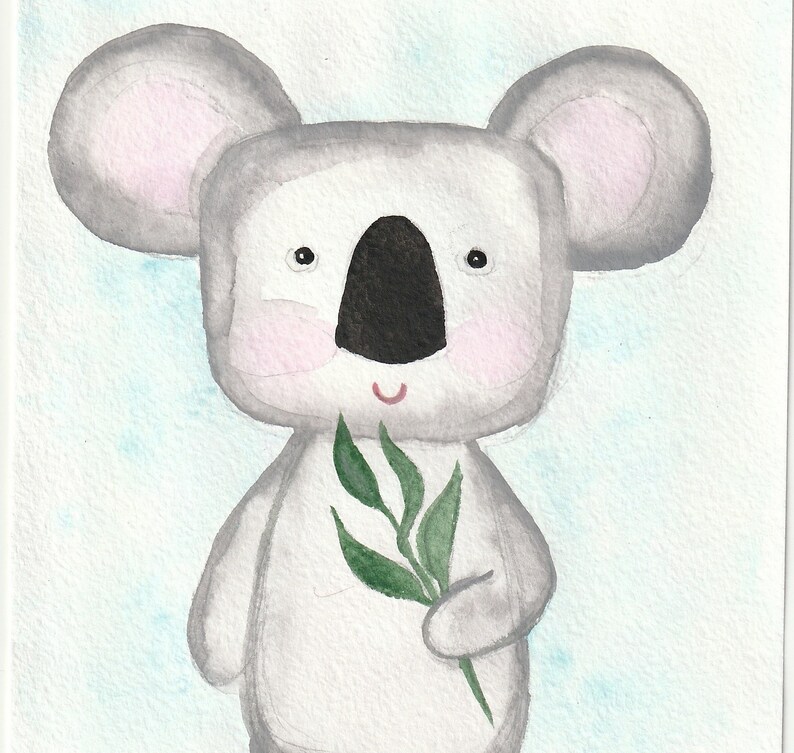 cute animal Koala cub Wall Art Print Poster watercolor painting JPG Printable Art kids decor baby animal print Watercolor Digital Wall Art