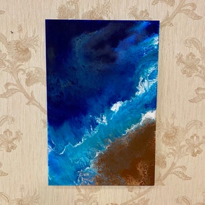 Pintura de arte fluido, obra de arte de mosaico abstracto, arte de pared de color azul acrílico verter pintura decoración de pared, arte de pared fluido abstracto, arte loco