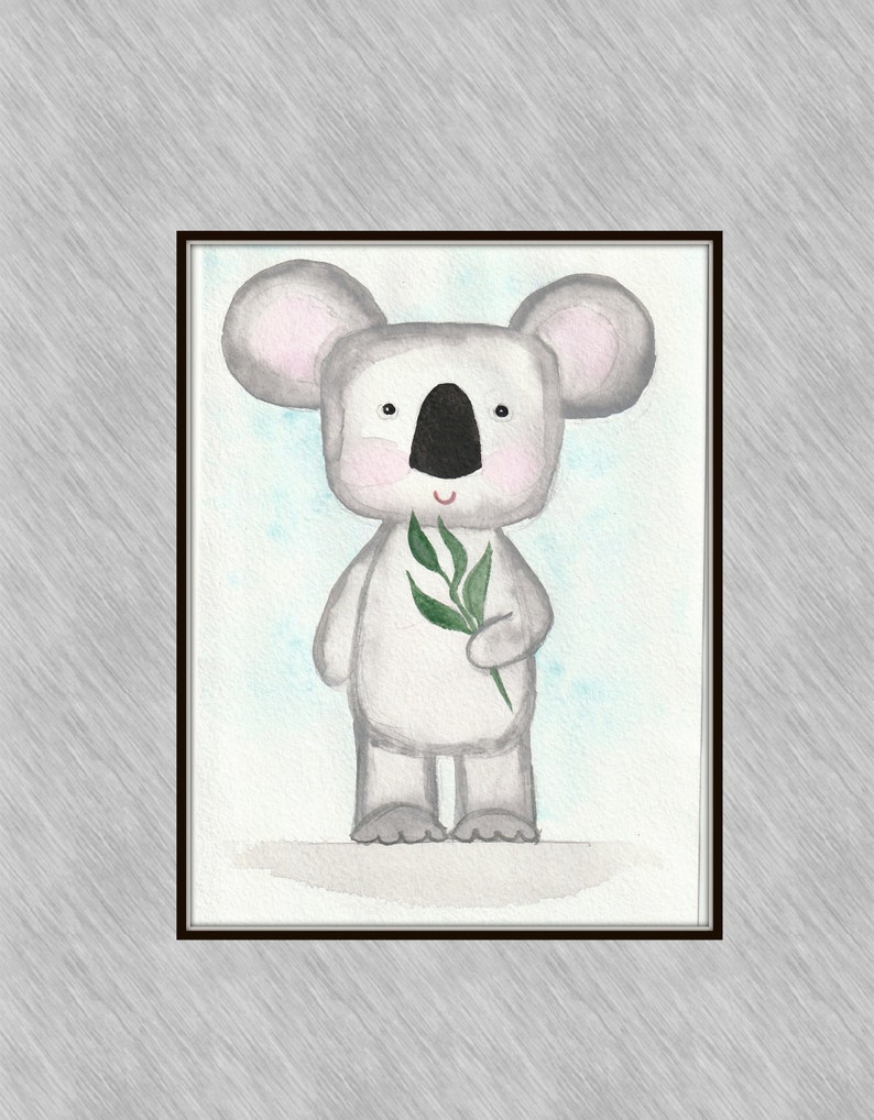 cute animal Koala cub Wall Art Print Poster watercolor painting JPG Printable Art kids decor baby animal print Watercolor Digital Wall Art