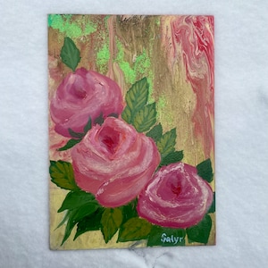 Pintura a óleo desenho desenho branco puro pintura moderna na sala de estar pintura de flores cor de rosa cor verde com rosas cor de rosa