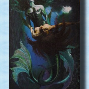Mermaids Love underwater Mermaid dance Female breasts Man and woman Painting Vertical Wall Art Gift for Girl Woman Art Figure Oil Painting