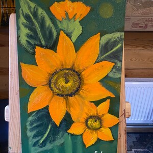 Pintura a óleo desenho girassol amarelo pintura moderna na sala de estar pintura de girassóis flores de cor verde e amarela arte de parede