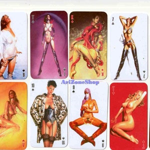 Dessiné Hot Babes Poker deck, Cartes à jouer érotiques, Nude Sexy PLAYING CARDS Erotic Collectible, Sexy Mature Girls Poker Cards 36 pièces JPEG