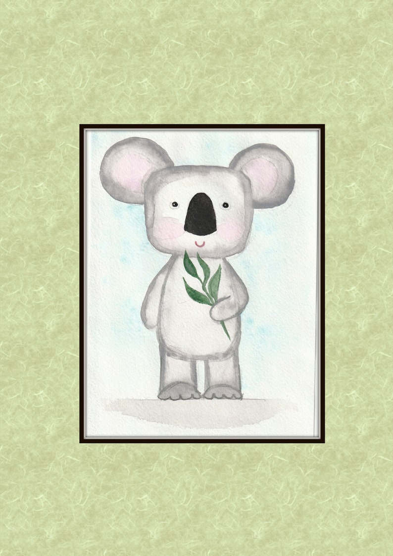 cute animal Koala cub Wall Art Print Poster watercolor painting JPG Printable Art kids decor baby animal print Watercolor Digital Wall Art