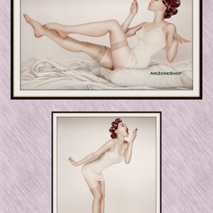 Set Romantic  pink Postcards Pinups, Retro Pin Up Girls pink Photo, Pin Up Art and Illustrations JPG, Vintage Pin-Up Girls Digital Download