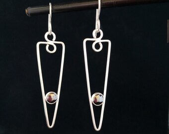 Hematite and Argentium Silver Dagger Earrings
