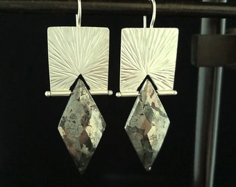 Marcasite and Argentium Hand Patterned Earrings