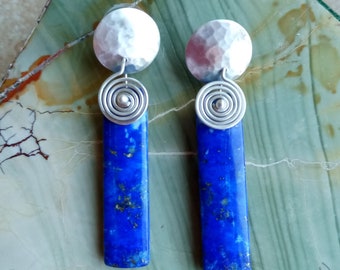 Lapis and Argentium Silver Earrings