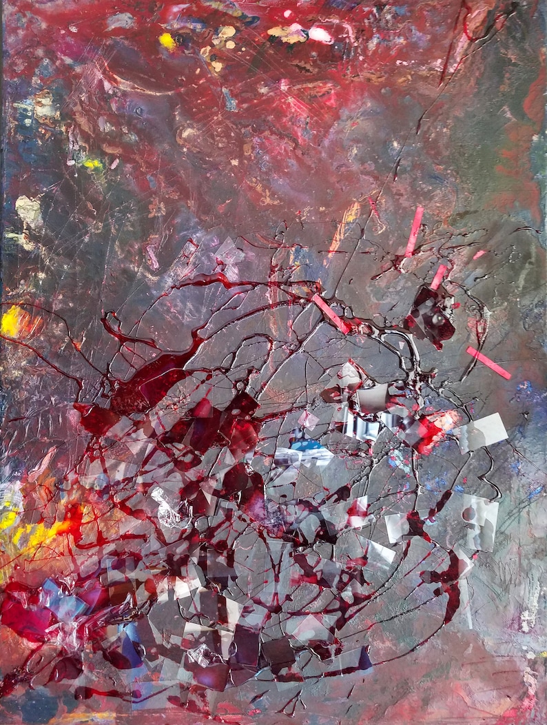 Anxious Mixed Media Art 18x24 Original Intuitive Art