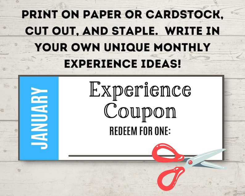 Printable Monthly Experience Coupon Book Coupon Book for Etsy
