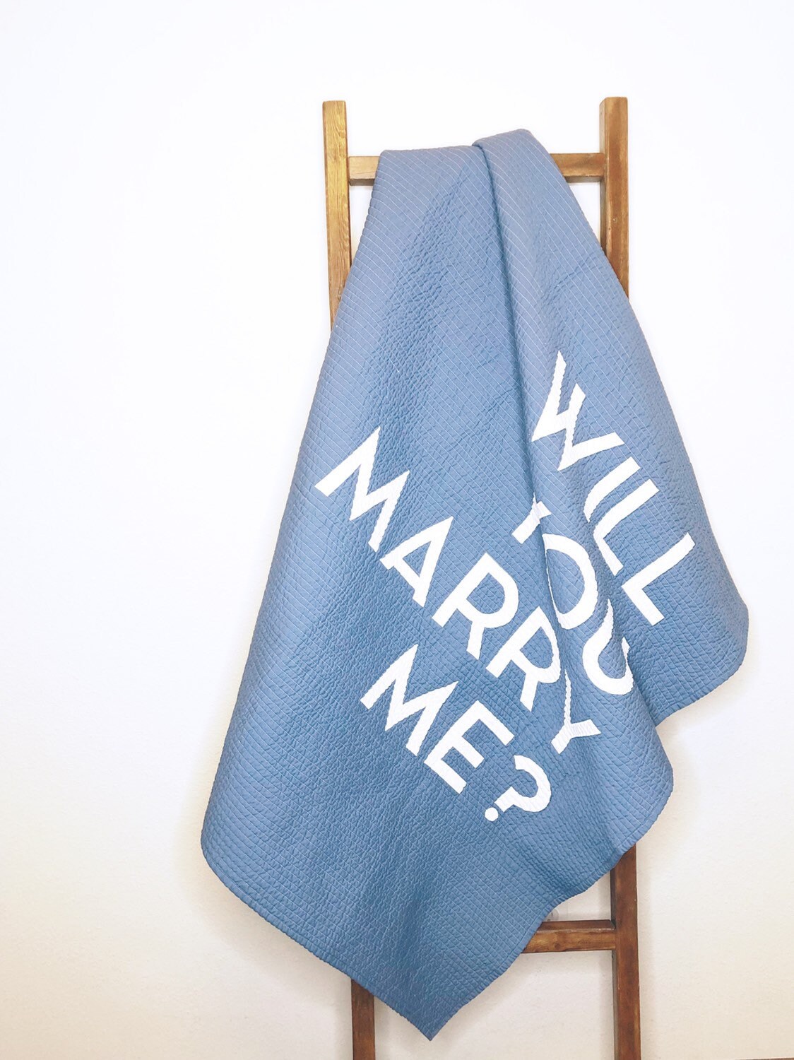 Blue and White Proposal Quilt Proposal Blanket Will You Etsy.de