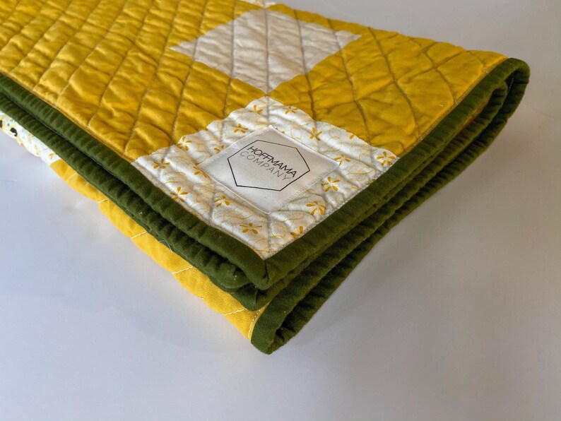 Yellow Floral Baby Quilt and Pillow Modern Nursery Set Quilt Etsy