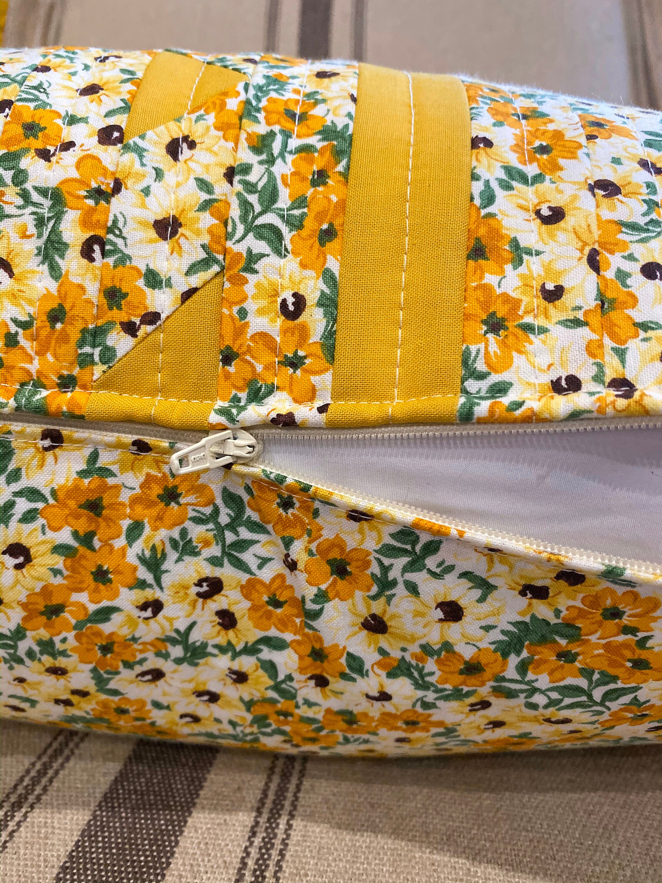 Yellow Floral Baby Quilt and Pillow, Modern Nursery Set, Quilt and