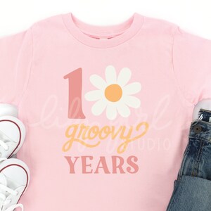 10 Jahre Gänseblümchen SVG, 10 Jahre Geburtstag SVG, Schneidedatei für Cricut oder Silhouette, Boho, 70s Theme, Instant Download