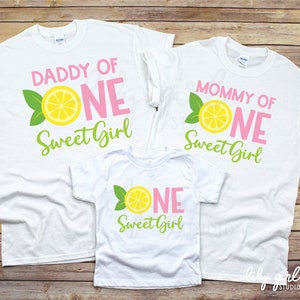 SVGs da família ONE Sweet Girl Lemon, SVG JPG da festa de primeiro aniversário, arquivo de corte para Cricut ou silhueta, SVGs correspondentes para mamãe, papai e bebê