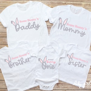 Sommige Bunny is één familie bijpassende SVGs, 1e verjaardag partij SVG JPG, snijden bestand voor Cricut of silhouet, mama, papa, zus & broer