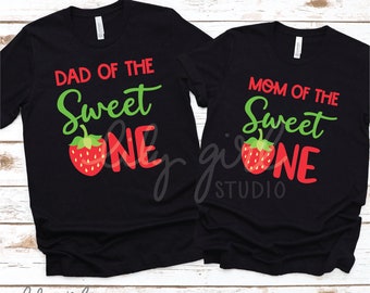 Mom and Dad of the Sweet One, Strawberry SVG files, Matching Mom and Dad Birthday SVG, Cutting File for Cricut, Silhouette, Instant Download