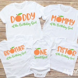 Ein süßes Mädchen Pfirsich passende Familie SVGs, 1. Geburtstagsparty SVG JPG, Schneidedatei für Cricut oder Silhouette, Mama, Papa, Bruder, Schwester