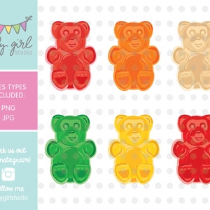 Gummy Bear Clipart Images, PNG and JPG files included, Clip Art Graphics, Instant Download, Personal AND Commercial Use