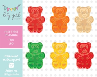Immagini Clipart Gummy Bear, file PNG e JPG inclusi, grafica Clip Art, download istantaneo, uso personale e commerciale