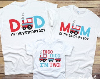 Choo Choo I'm Two Train Matching Family SVGs, 2nd Birthday, Mom, Dad, Cutting Files, Cricut, Silhouette, Instant Download, Jpg, Png, Dxf
