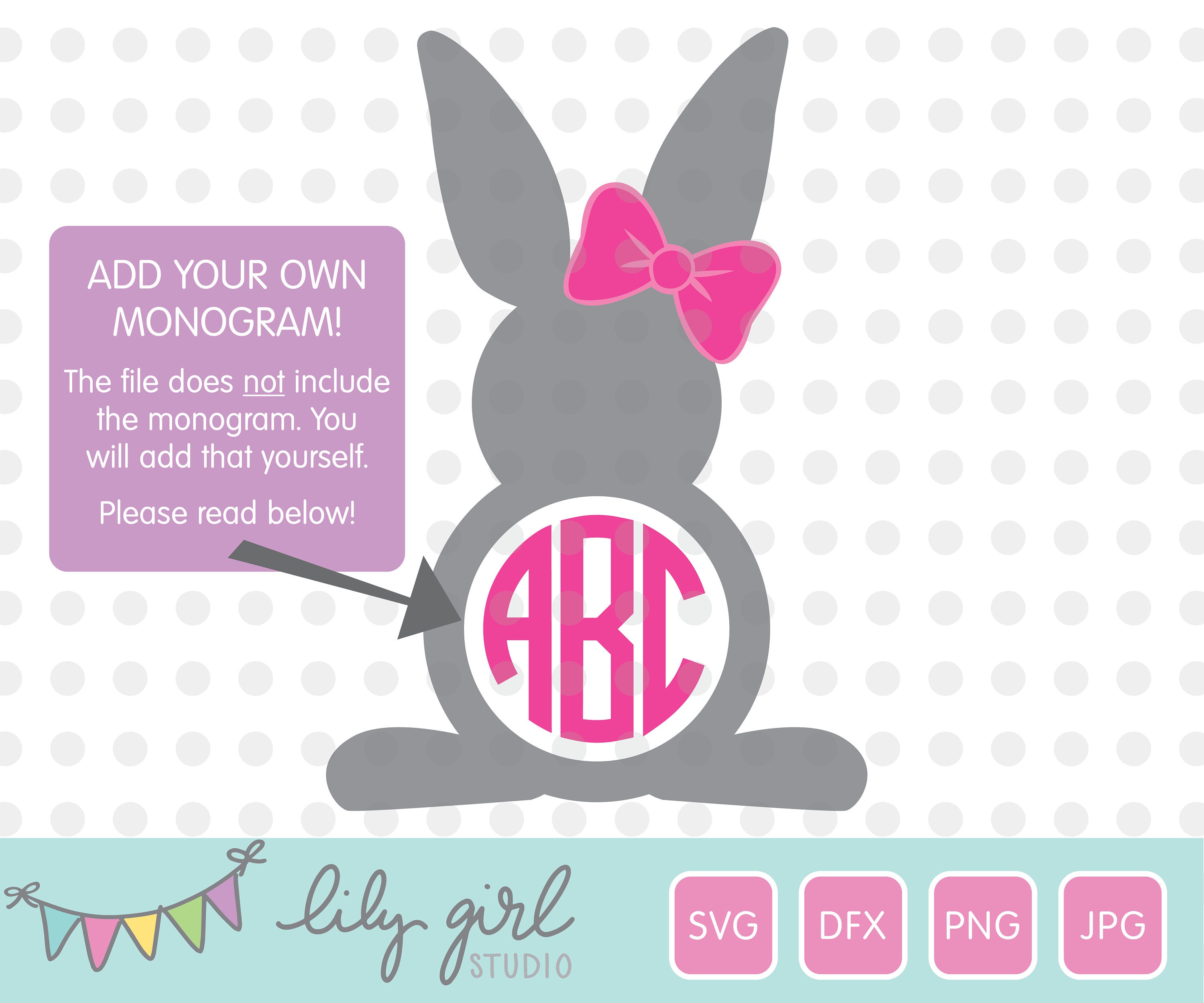 Monogram Bunny SVG, Easter Cutting File for Cricut or Silhouette ...