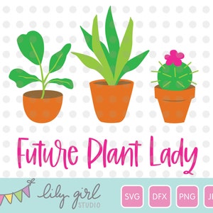 Future Plant Lady SVG, Archivo de corte para Cricut o Silueta, Descarga instantánea, Planta de serpiente, Higo de hoja de violín, Cactus SVG