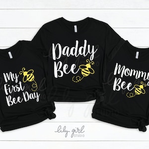 My First Bee Day SVG, Bumble Bee 1st Birthday Party Family SVGs, SVG, Mommy, Daddy, & Baby Cutting File Cricut, Silhouette, Instant Download