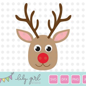 Christmas Cutting File, Cute Reindeer, SVG, png, jpg and dxf, Cutting File for Cricut or Silhouette, Instant Download