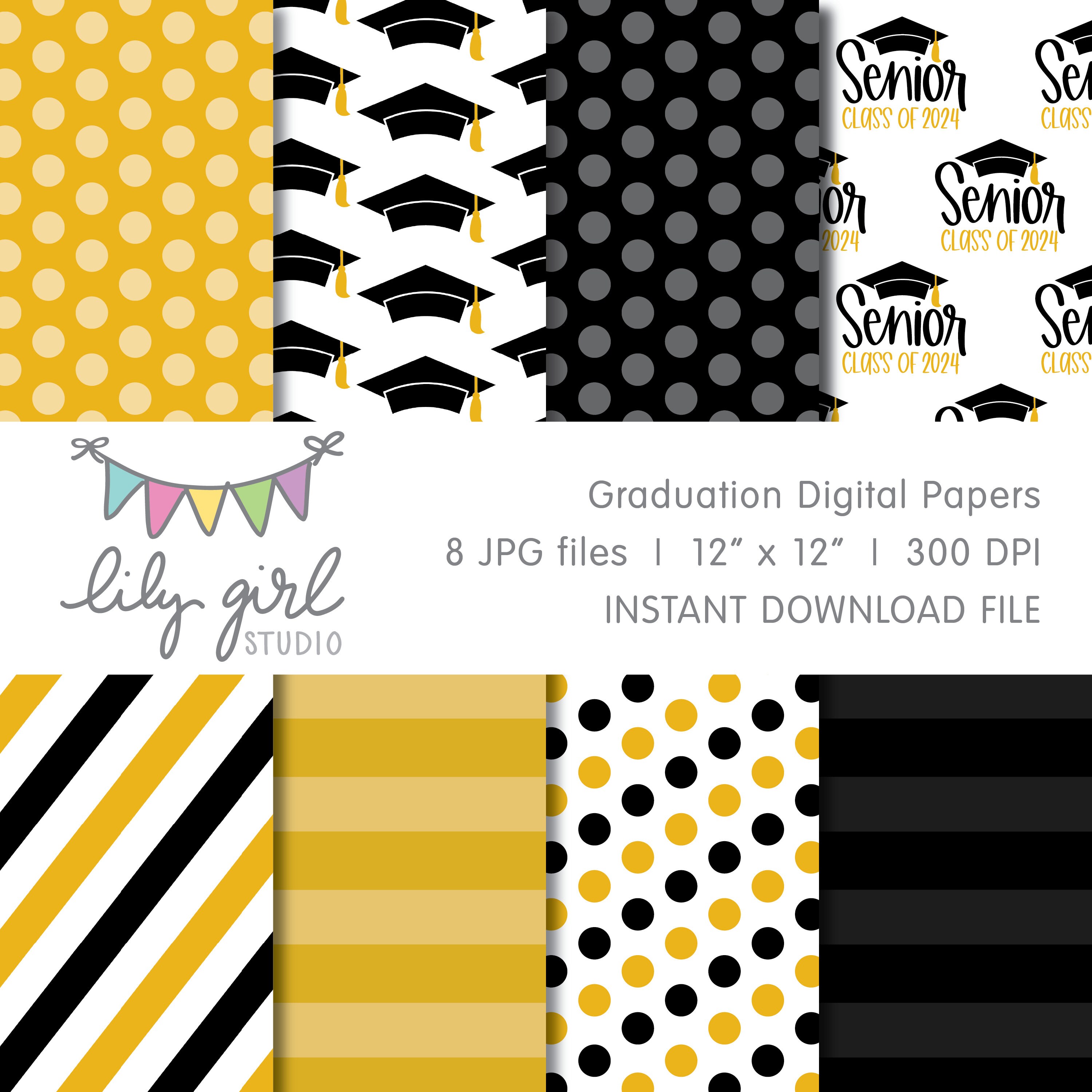 Senior Class of 2024 Graduation Digital Paper Set 12x12 Etsy