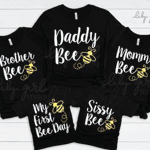 Mijn eerste Bee Day SVG, Bumble Bee 1e verjaardag partij familie SVGs, mama, papa, Sissy, broer, Cricut, silhouet, Instant Download