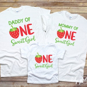 SVGs da família ONE Sweet Girl Strawberry, SVG jpg de festa de primeiro aniversário, arquivo de corte para Cricut ou silhueta, SVG correspondente para mamãe, papai e bebê