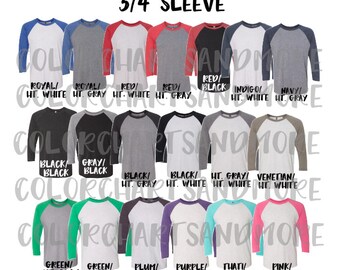 Next Level Raglan Color Chart