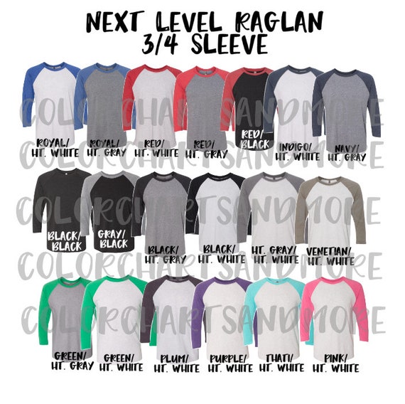 Download Free Next Level Raglan Shirt Color Chart Shirt Color Chart ...