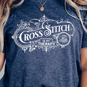 Cross Stitch Therapy Shirt: Elegant Needlework Gift Tee