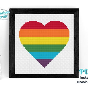 BUNDLE Love is Love LGBTQ Queer Quote in Rainbow Pride Flag Heart Cross Stitch Pattern PDF Instant Digital Download image 7