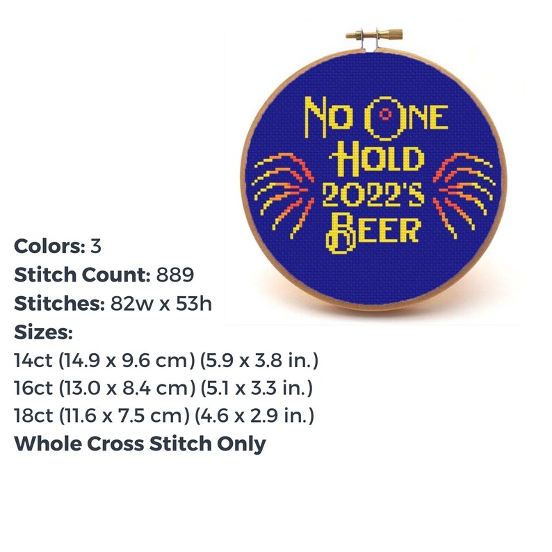 No One Hold 2022's Beer Snarky Cross Stitch Pattern Quote, Cross Stitch Lover Gift for Happy New Year, PDF Instant Digital Download image 3