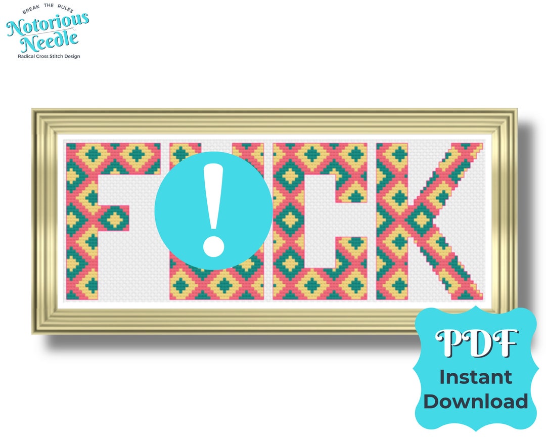 Swear Word Pattern Swear Word Cross Stitch Pattern: Retro Diamond Design (PDF Download) - Etsy