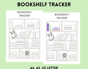 Bookshelf Reading Tracker Printable | 52 Books | A4, A5 and US Letter | Reading Log | Book Journal Insert | Instant Download