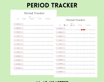Period Tracker Printable PDF | A4, A5 & US Letter | Menstrual Cycle Log | Feminine Health Planner | Instant Download