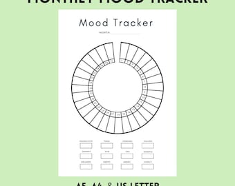Mood Tracker Printable | A4, A5 & US Letter | Mood Coloring Chart | Mental Health Planner Insert | Instant Download