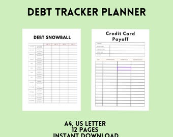 Debt Tracker Planner | Debt Snowball Printable | A4 Printable | Repayment Planner | Instant Download