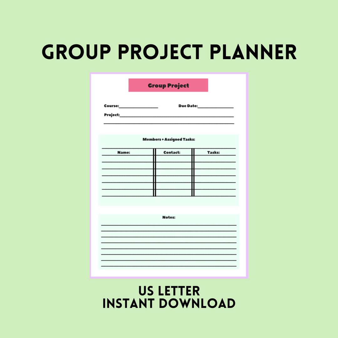 Group Project Planner | Instant Download | Digital Download | PDF ...