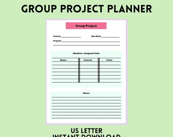 Group Project Planner | Instant Download | Digital Download | PDF | Printable