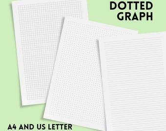 Lined, Dot Grid & Graph Paper Printable | A4, US Letter | 5mm Grid, Minimalist Stationery, Journal and Planner Inserts | Instant Download