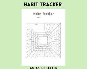 Monthly Habit Tracker Printable PDF | US Letter, A4 & A5 | Minimalist Productivity Planner | Instant Download